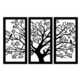 Wallity Arbol - M124 Escultura de Pared de Metal Negra